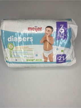 Meijer Size 6 Baby Diapers - White & Jumbo Pack